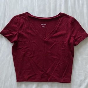 Wild Fable Short Sleeve Cropped V-Neck T-Shirt